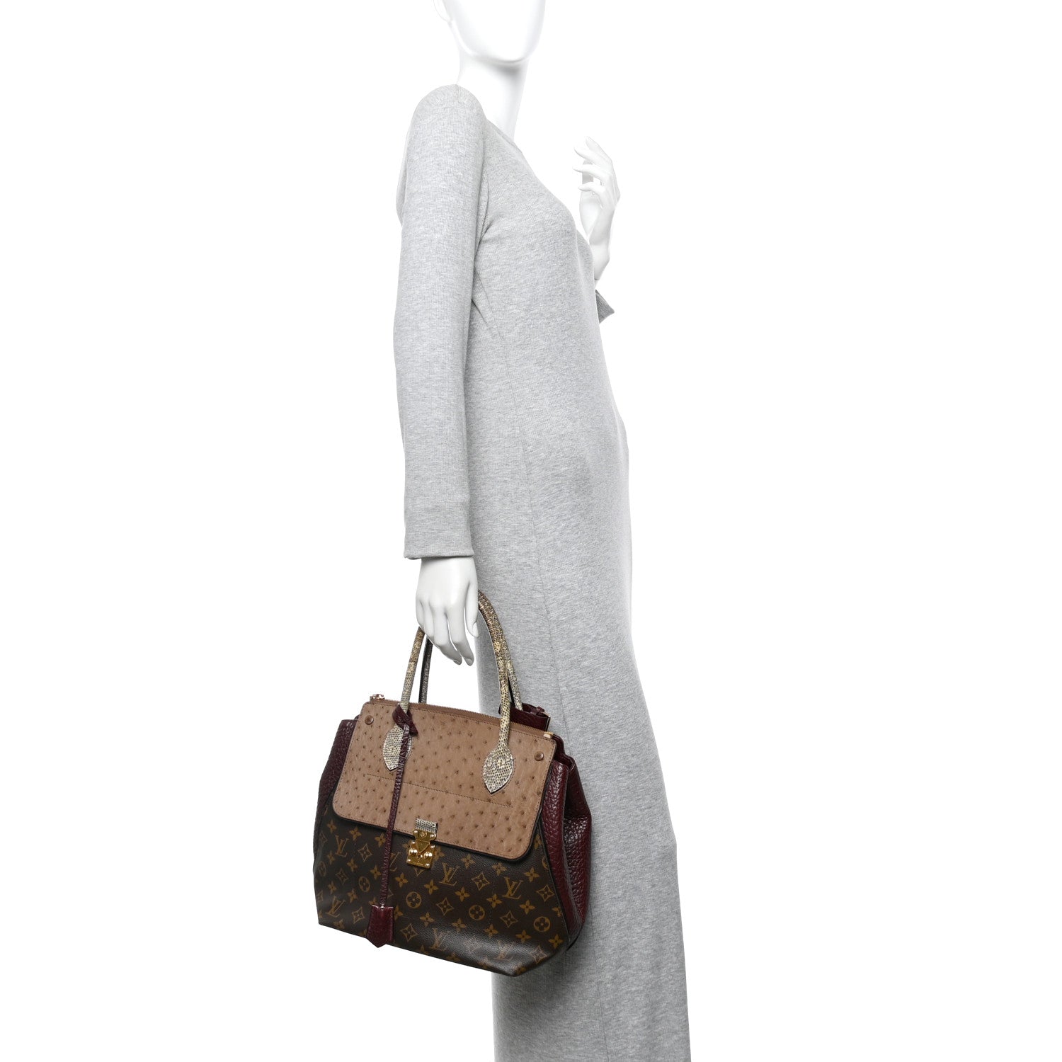 Louis Vuitton Ostrich Lizard Majestueux Tote MM Bordeaux 2 of 9