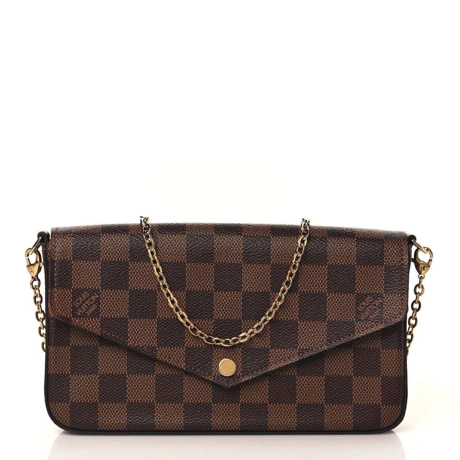 Louis Vuitton Damier Ebene Pochette Felicie Chain Wallet 3 of 9