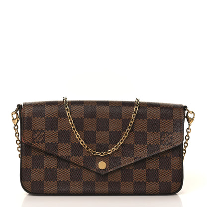 Louis Vuitton Damier Ebene Pochette Felicie Chain Wallet 3 of 9