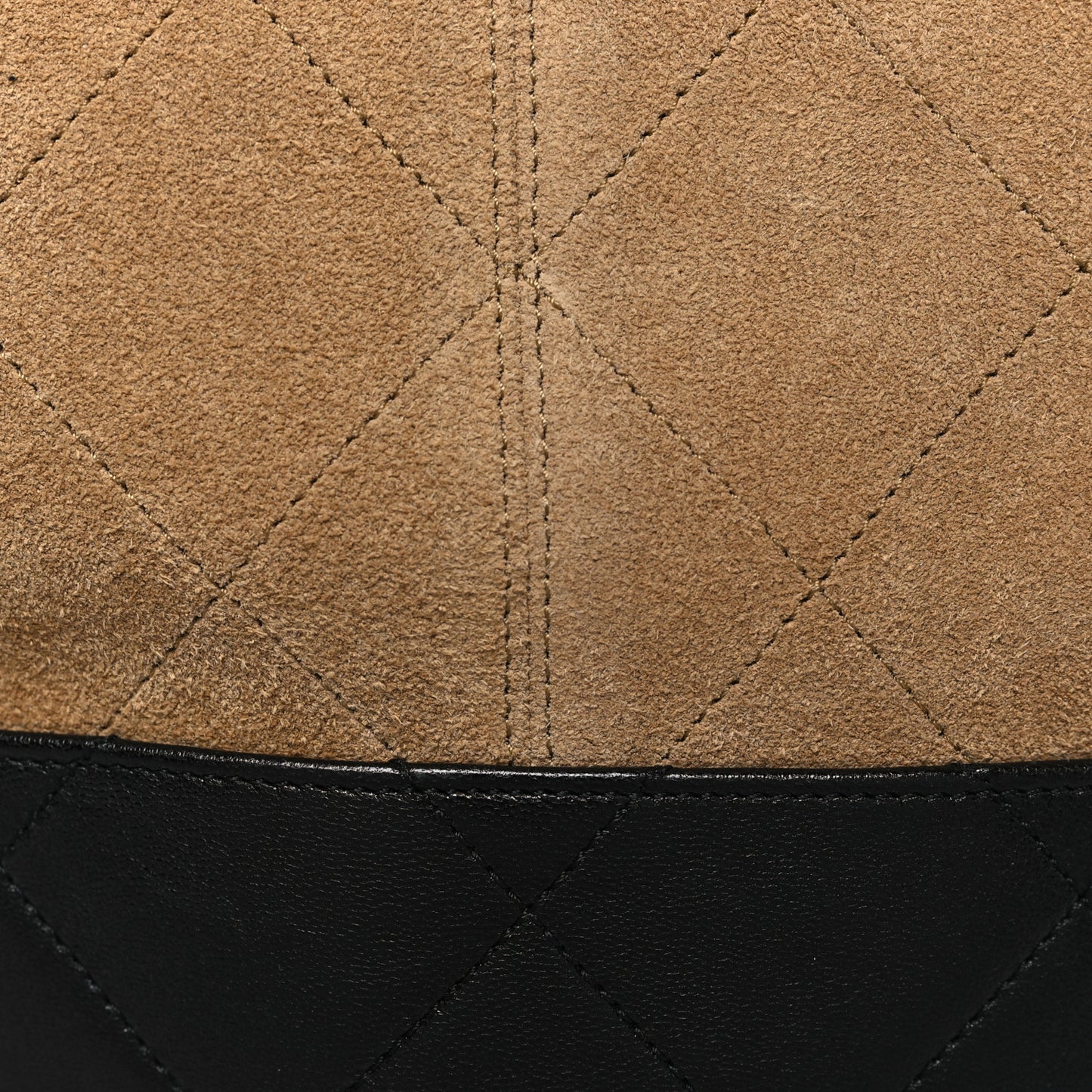 Suede Calfskin Shiny Lambskin Quilted Large Coco Base Shopping Bag Beige Black