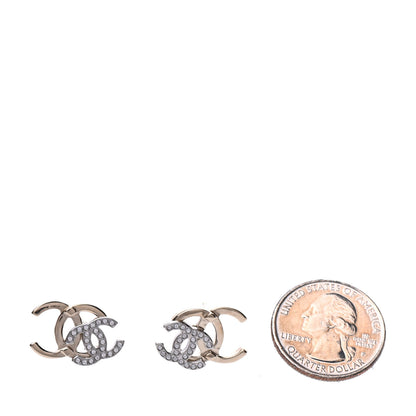 Chanel Crystal Double CC Earrings Gold Silver 2 of 5