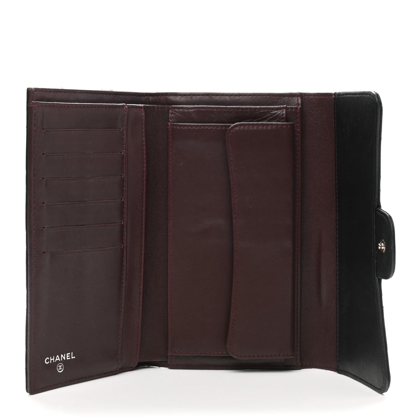 Lambskin Quilted Large Flap Wallet Black