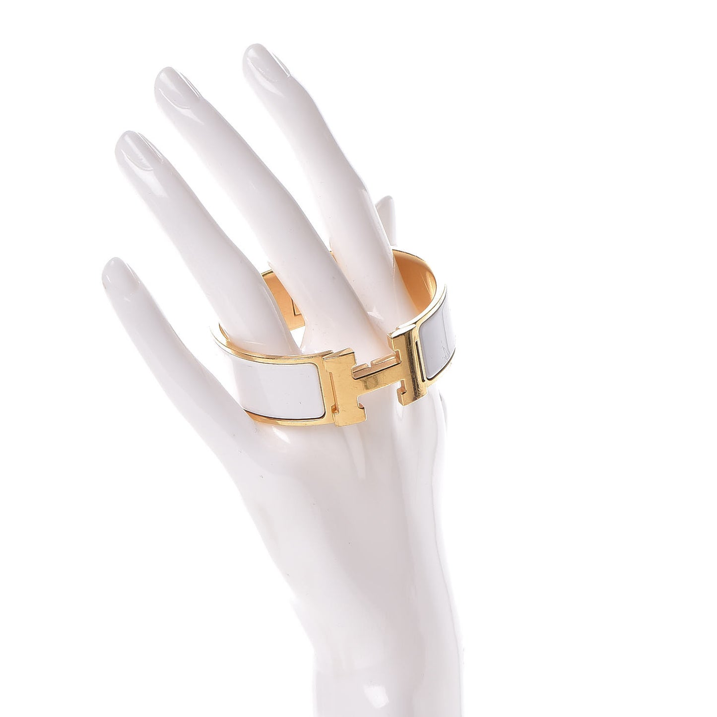 Enamel Wide Clic Clac H Bracelet PM White