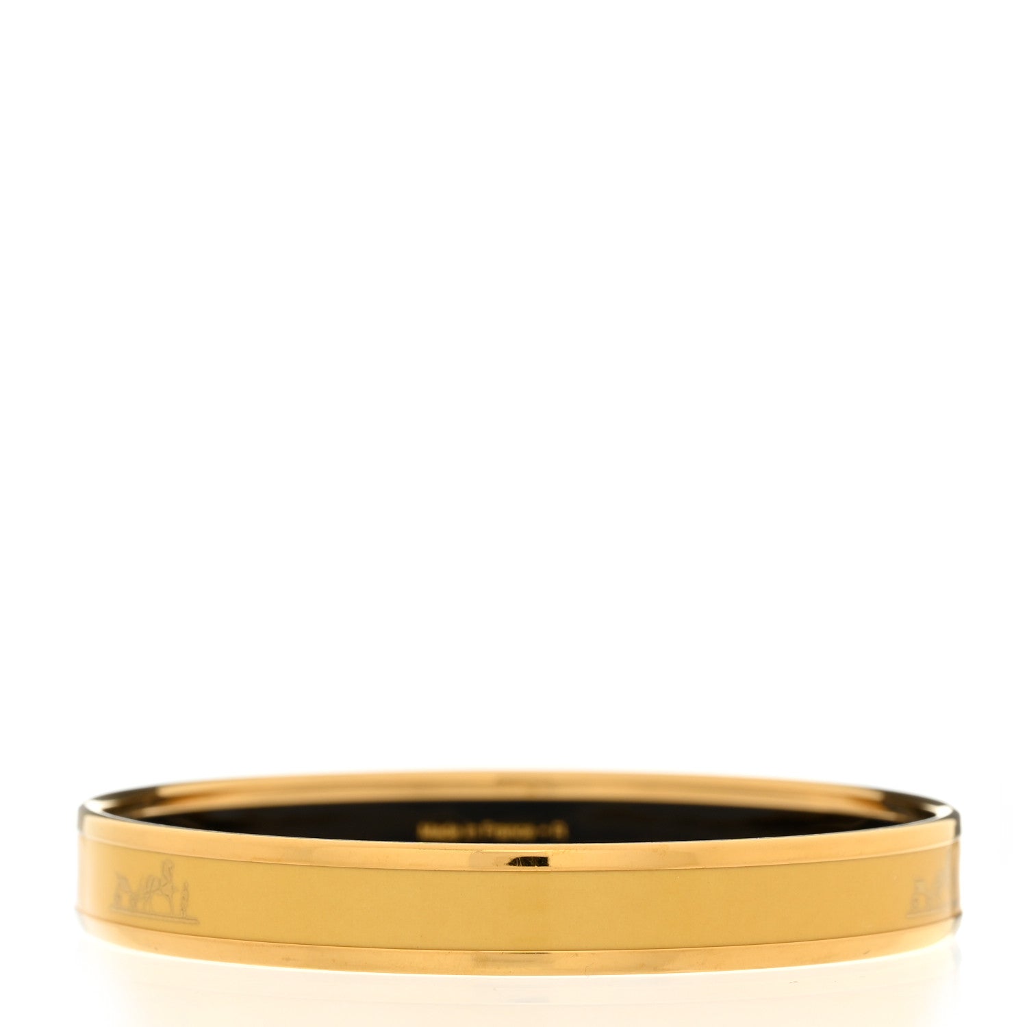 Hermes Enamel Printed Narrow Caleche Bracelet 70 Jaune De Mars 3 of 5