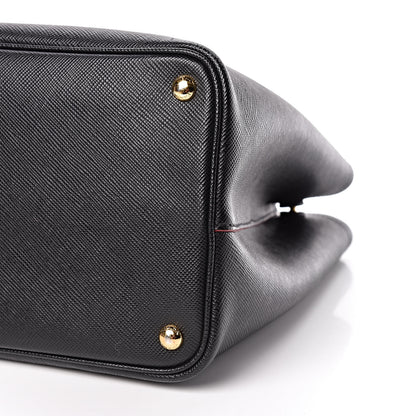 Prada Saffiano Cuir Large Double Bag Black Fuoco 14 of 21