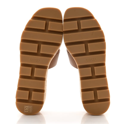 Hermes Calfskin Cork Eze 30 Sandals 37 Marron Glaise 5 of 9