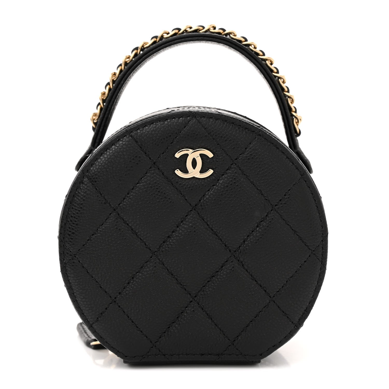 Chanel Caviar Quilted Round Top Handle Jewelry Case Black 1 of 13