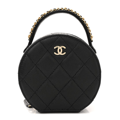 Chanel Caviar Quilted Round Top Handle Jewelry Case Black 1 of 13