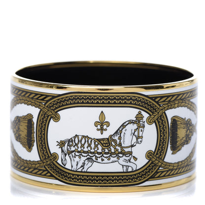 Hermes Enamel Printed Grand Apparat Extra Wide Bracelet 65 White 1 of 5