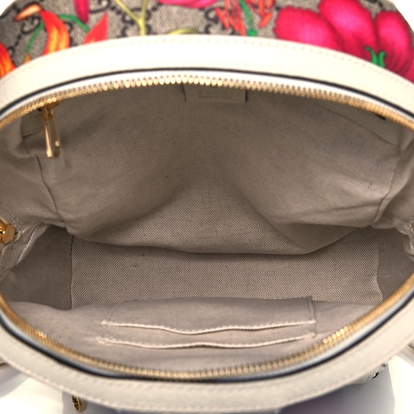 GG Supreme Monogram Flora Web Small Ophidia Day Backpack White