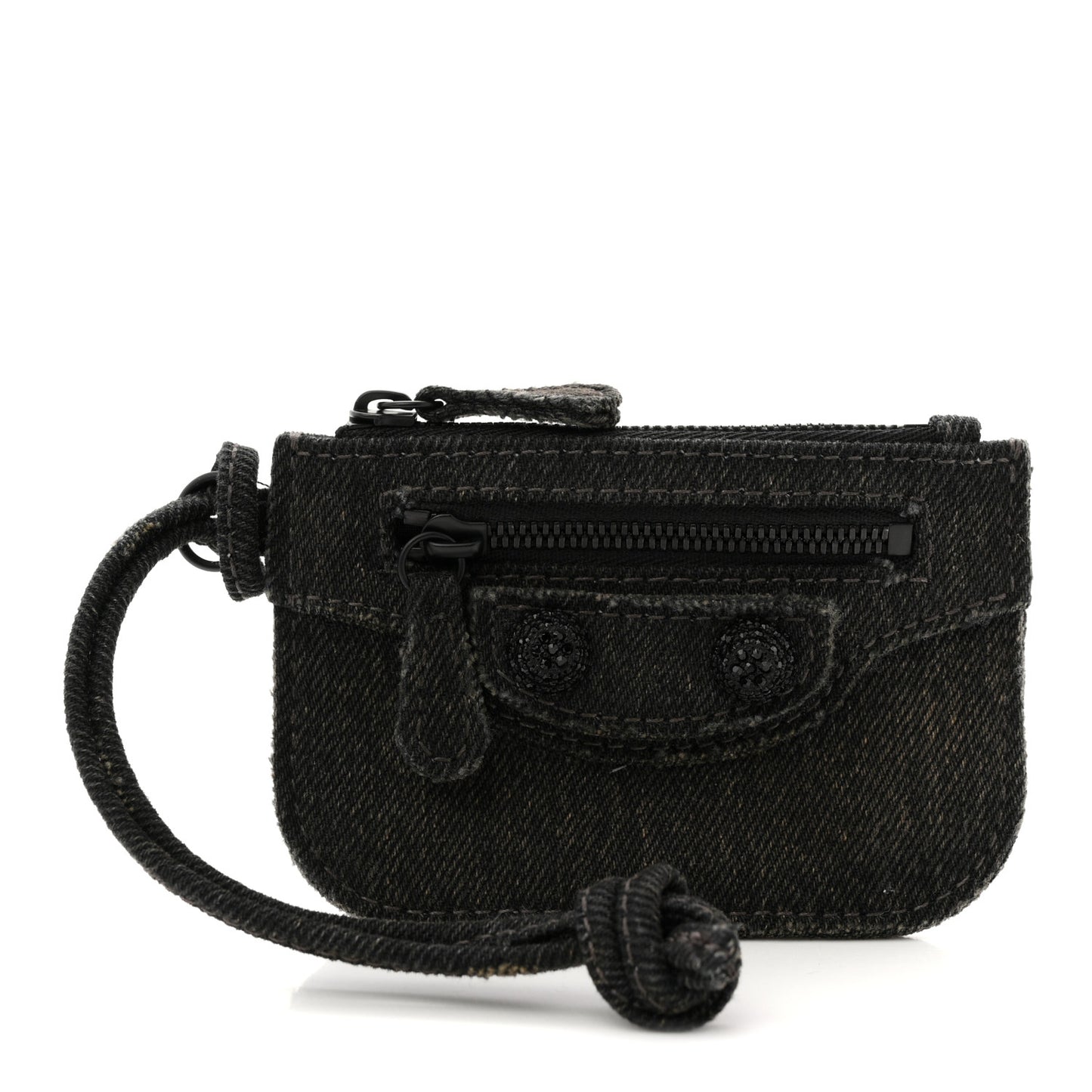 Denim Crystal Coin Purse Black