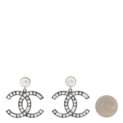 Chanel Crystal Baguette Pearl Bright Young Things CC Drop Earrings Silver 2 of 4