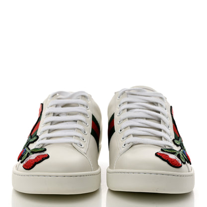 Gucci Calfskin Web Floral Embroidered Womens Ace Sneakers 37.5 White 2 of 9