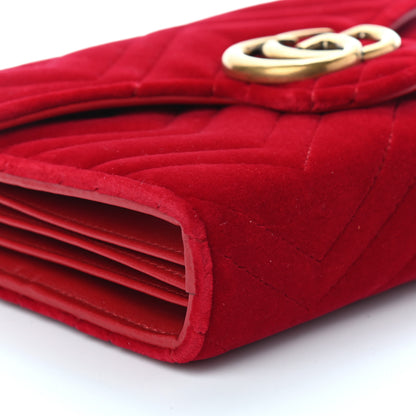 Gucci Velvet Matelasse GG Marmont Chain Wallet Hibiscus Red 8 of 9