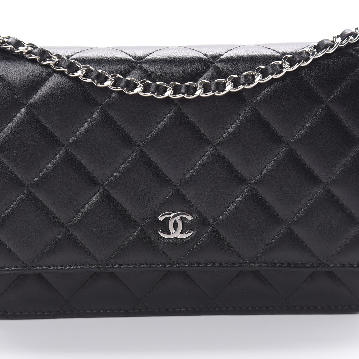 Chanel Lambskin Quilted Wallet On Chain WOC Black 9 of 14