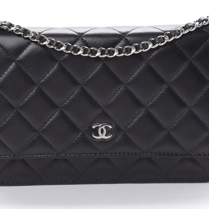 Chanel Lambskin Quilted Wallet On Chain WOC Black 9 of 14
