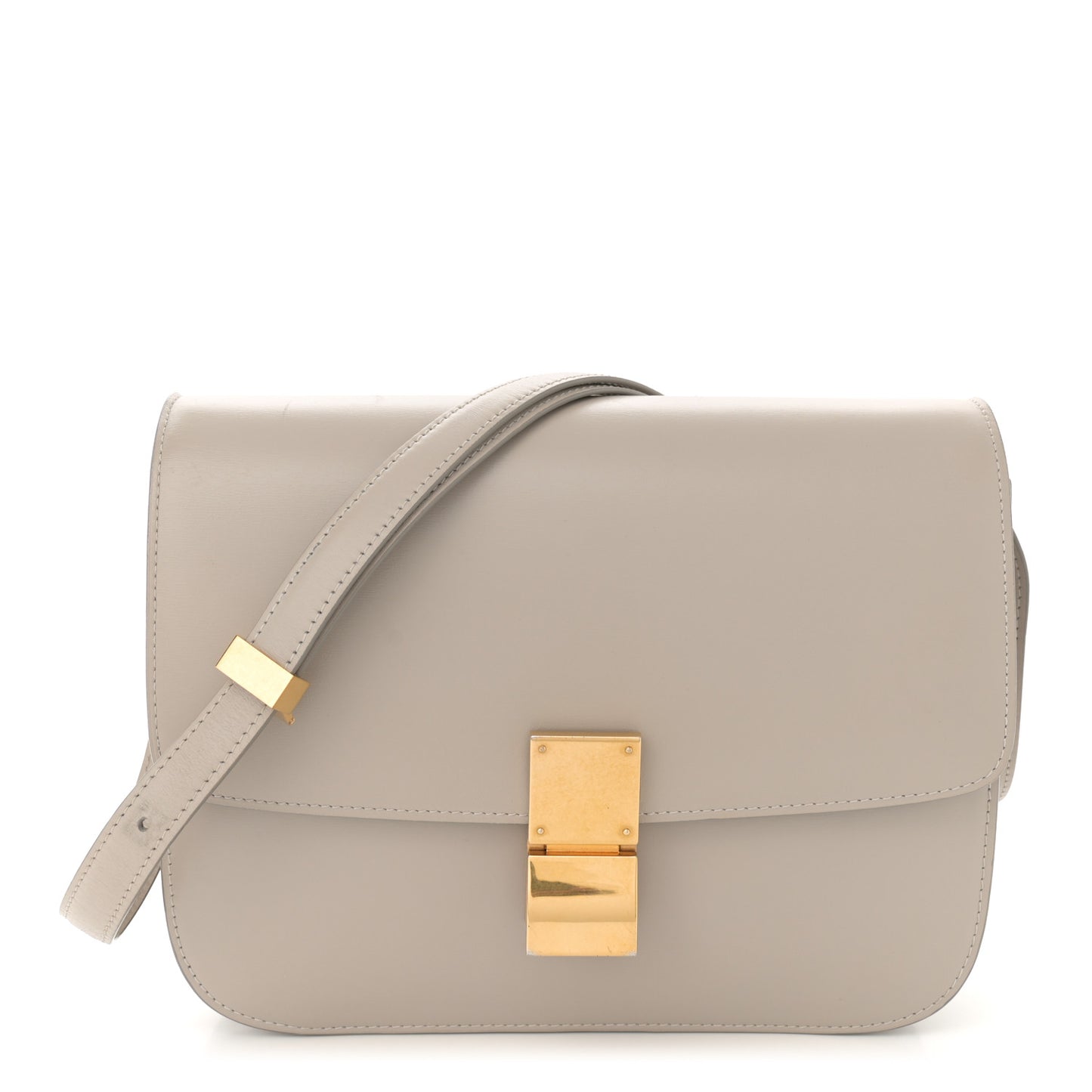 Box Calfskin Medium Classic Box Flap Bag Clay