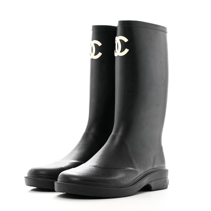 Chanel Caoutchouk CC High Boots 39 Black 3 of 9