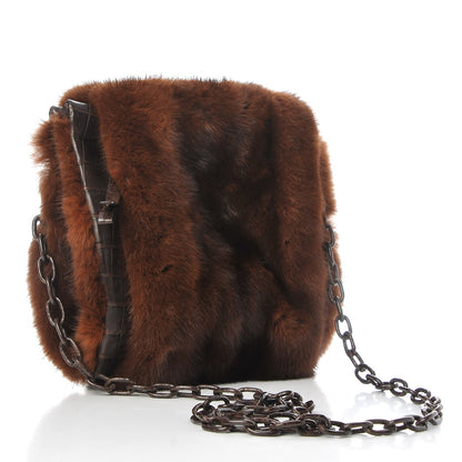 Nancy Gonzalez Fox Fur Crocodile Shoulder Bag Chocolate 3 of 6