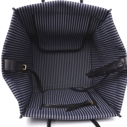 Celine Cotton Canvas Striped Medium Phantom Luggage Navy White 5 of 11