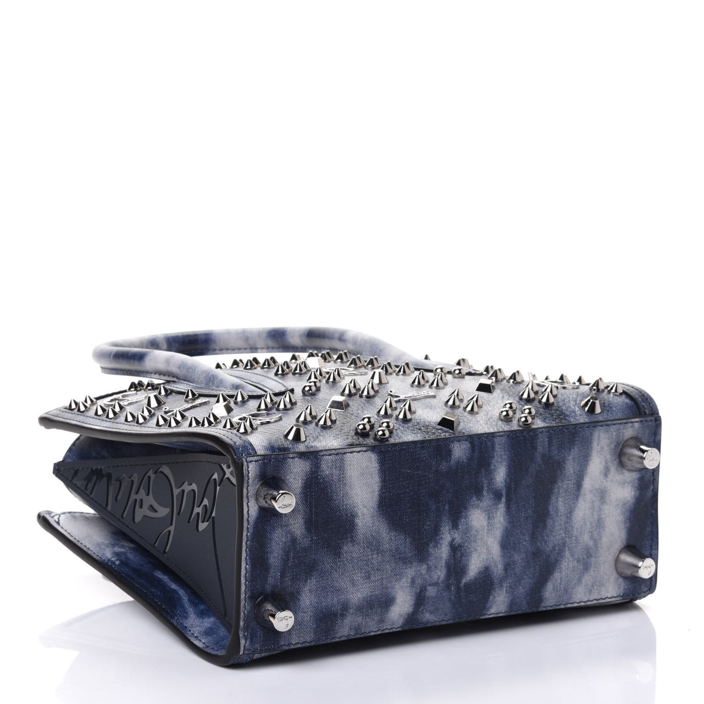 Metallic Calfskin Tie Dye Spikes Loubinthesky Mini Paloma Multicolor Silver