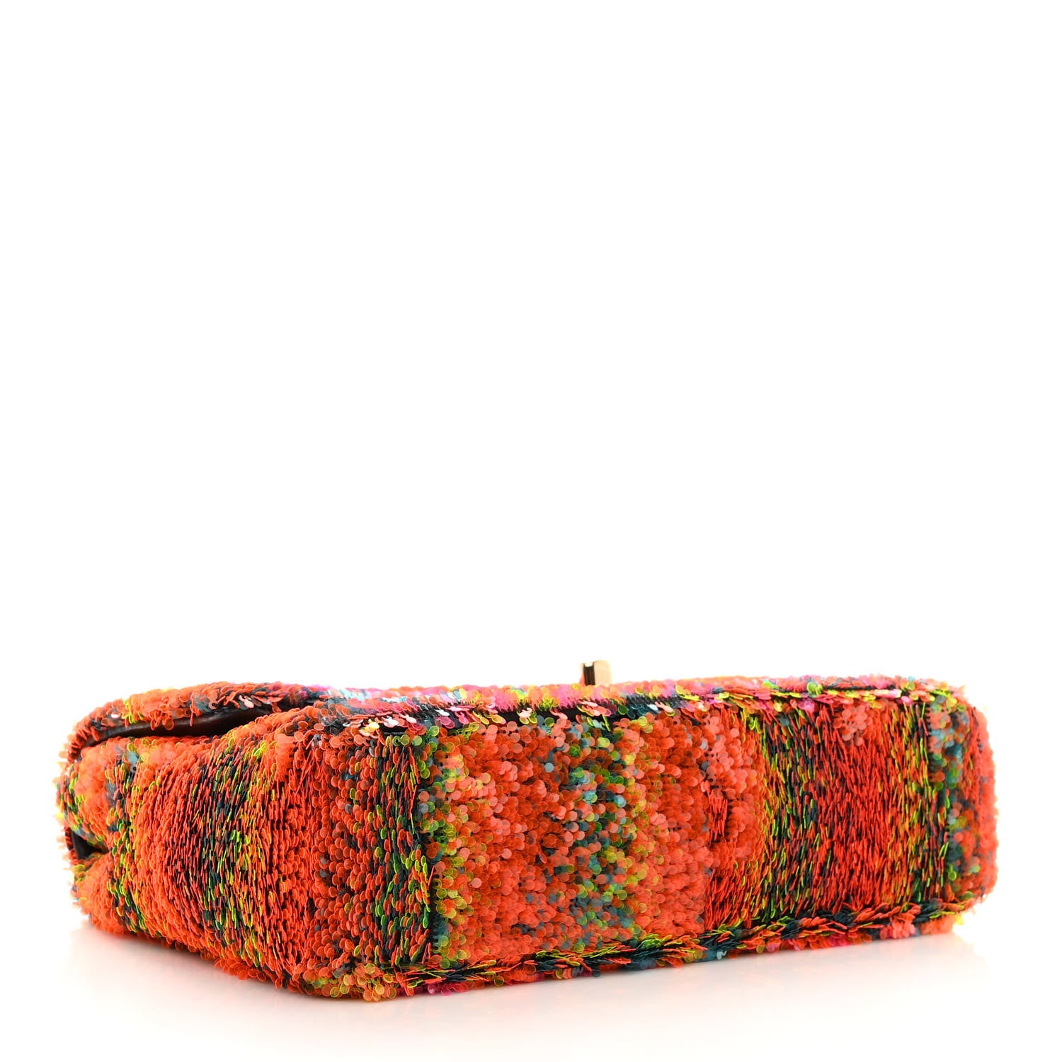Chanel Sequin Logo Single Flap Orange Turquoise Pink 4 of 10