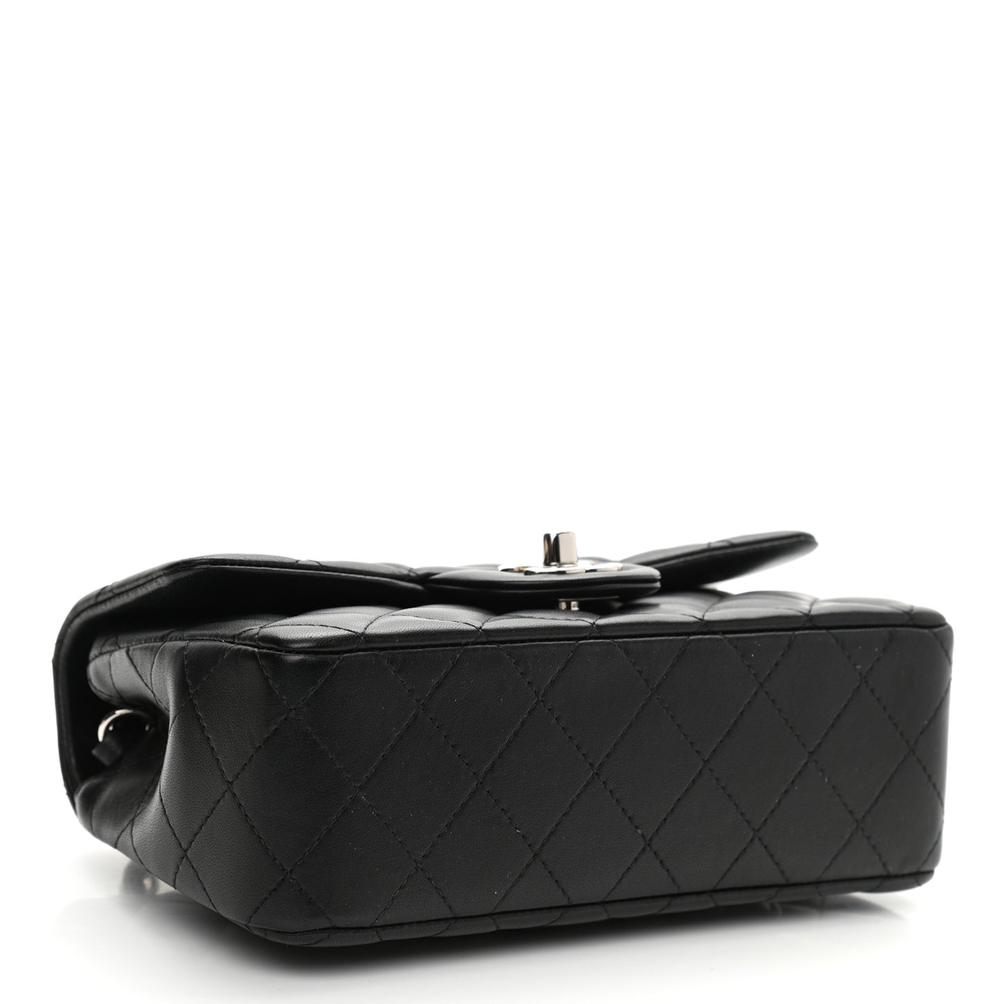 Lambskin Quilted Mini Rectangular Flap Black
