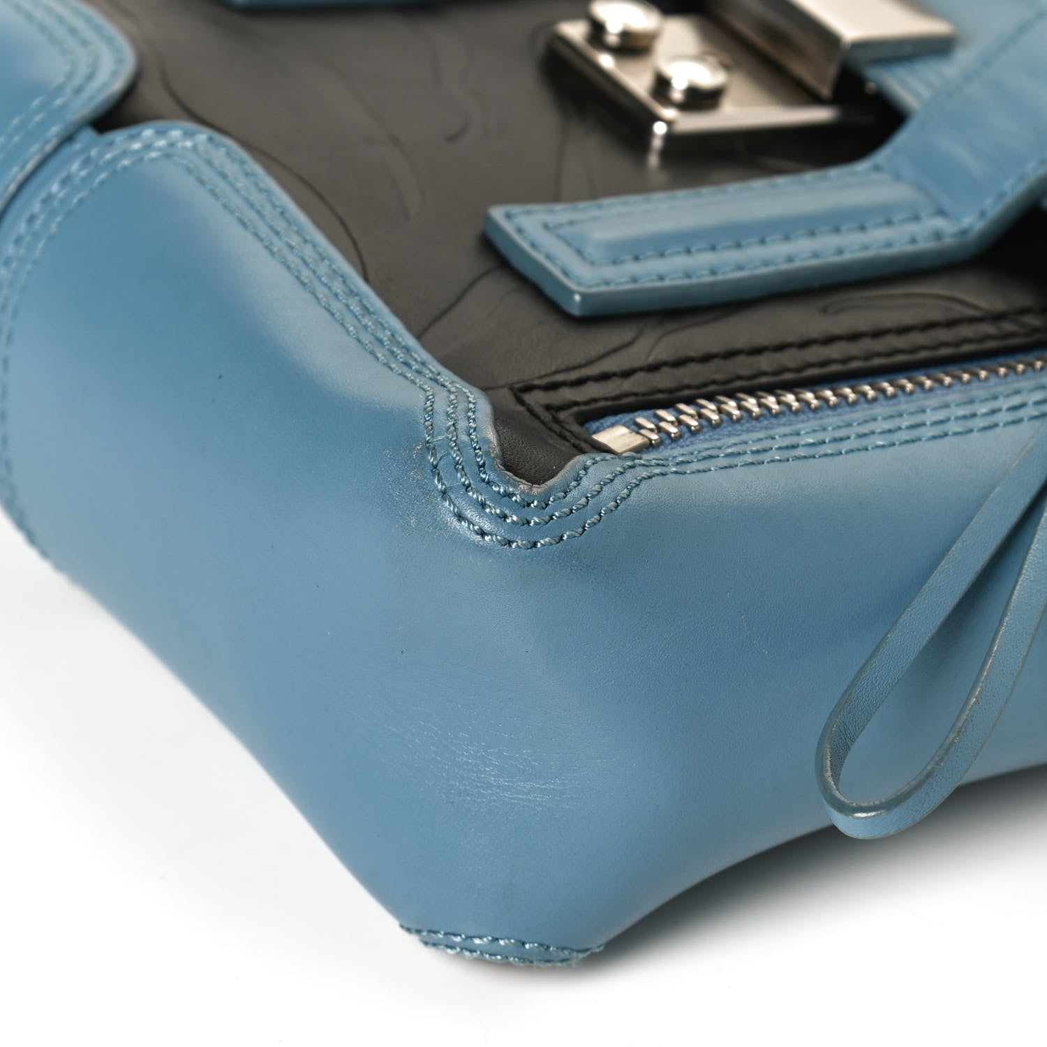3.1 Phillip Lim Textured Calfskin Mini Pashli Satchel Blue Black 10 of 11