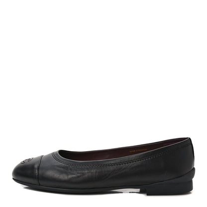 Chanel Lambskin Cap Toe CC Ballerina Flats 40.5 Black 1 of 9