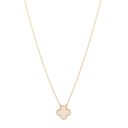 Van Cleef & Arpels 18K Yellow Gold Mother of Pearl Vintage Alhambra Pendant Necklace 1 of 5