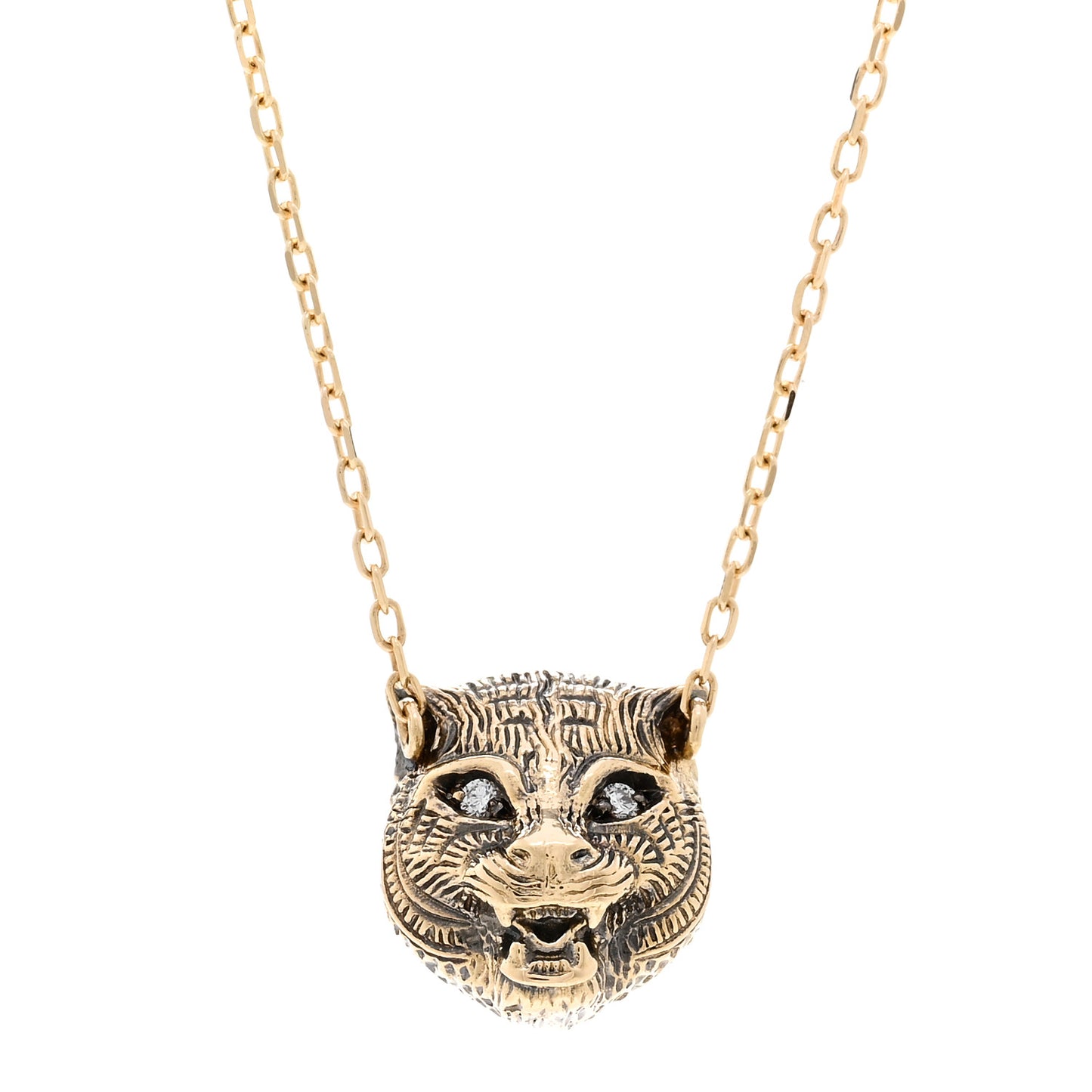 18K Yellow Gold Diamond Pink Opal Le Marche Des Merveilles Feline Pendant Necklace