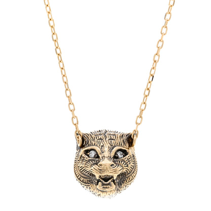Gucci 18K Yellow Gold Diamond Pink Opal Le Marche Des Merveilles Feline Pendant Necklace 4 of 6