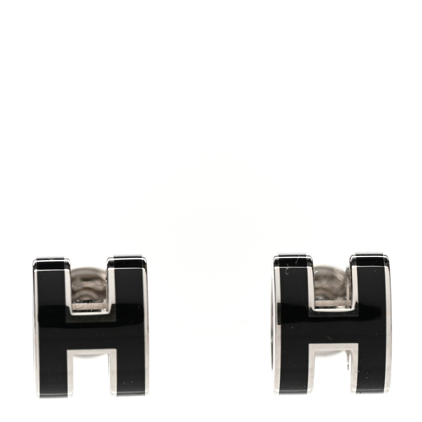 Palladium Lacquered Mini Pop H Earrings Black