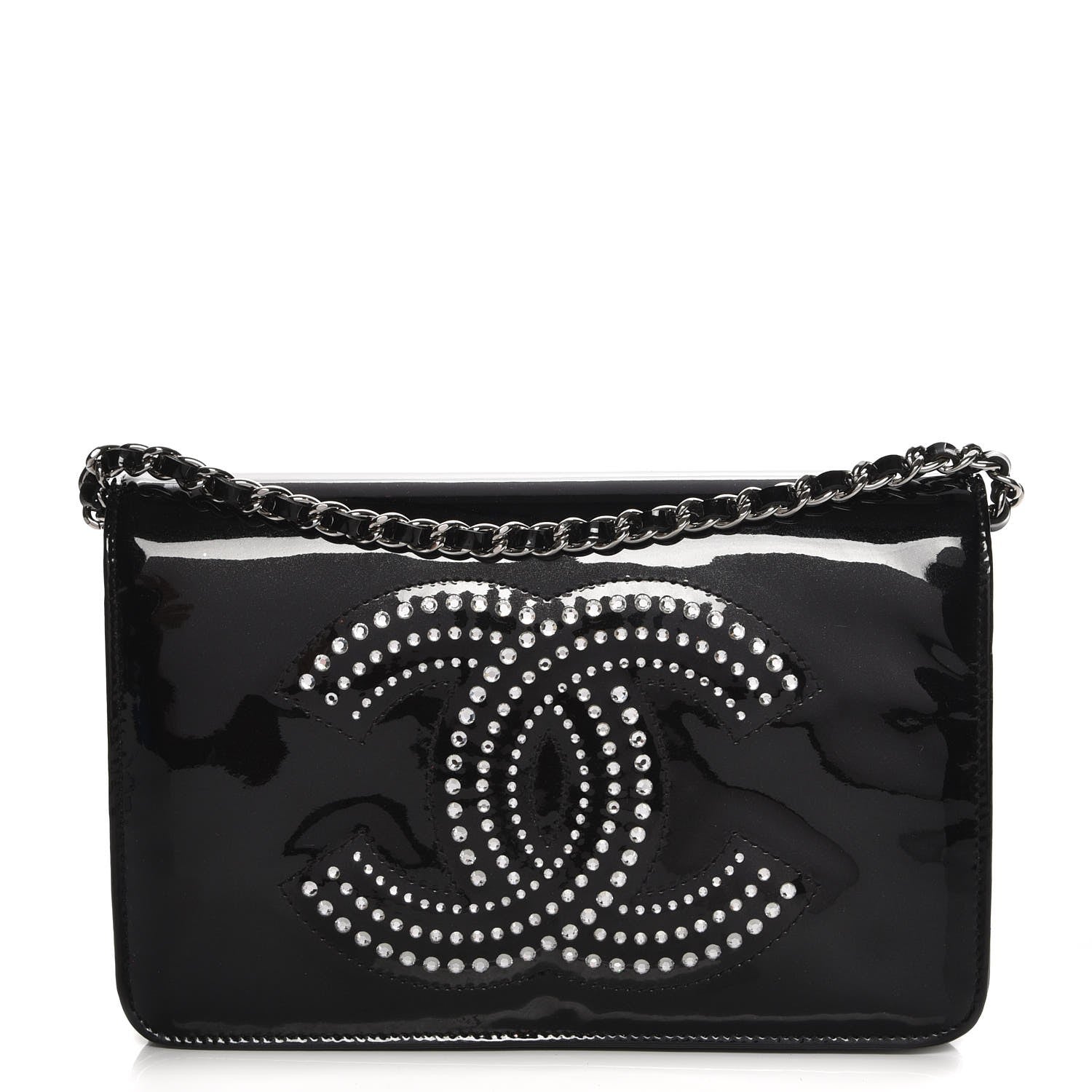 Chanel Patent Strass Wallet On Chain WOC Black 1 of 9