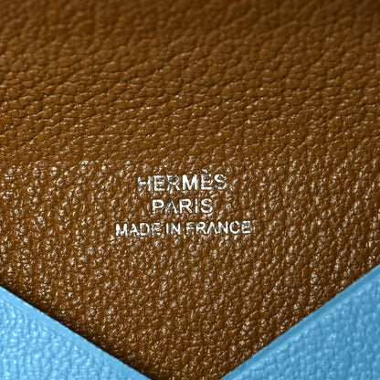 Hermes Chevre Mysore Verso Calvi Card Case Celeste Kraft 6 of 8