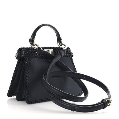 Fendi Vitello King Shiny Nappa Intreccio Petite Peekaboo I SEE U Satchel Midnight 3 of 12