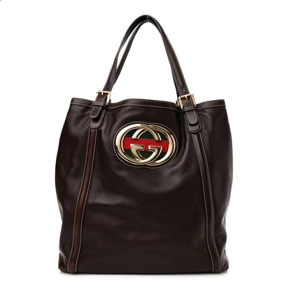 Gucci Calfskin Large Britt Shoulder Bag Dark Brown 1 of 10