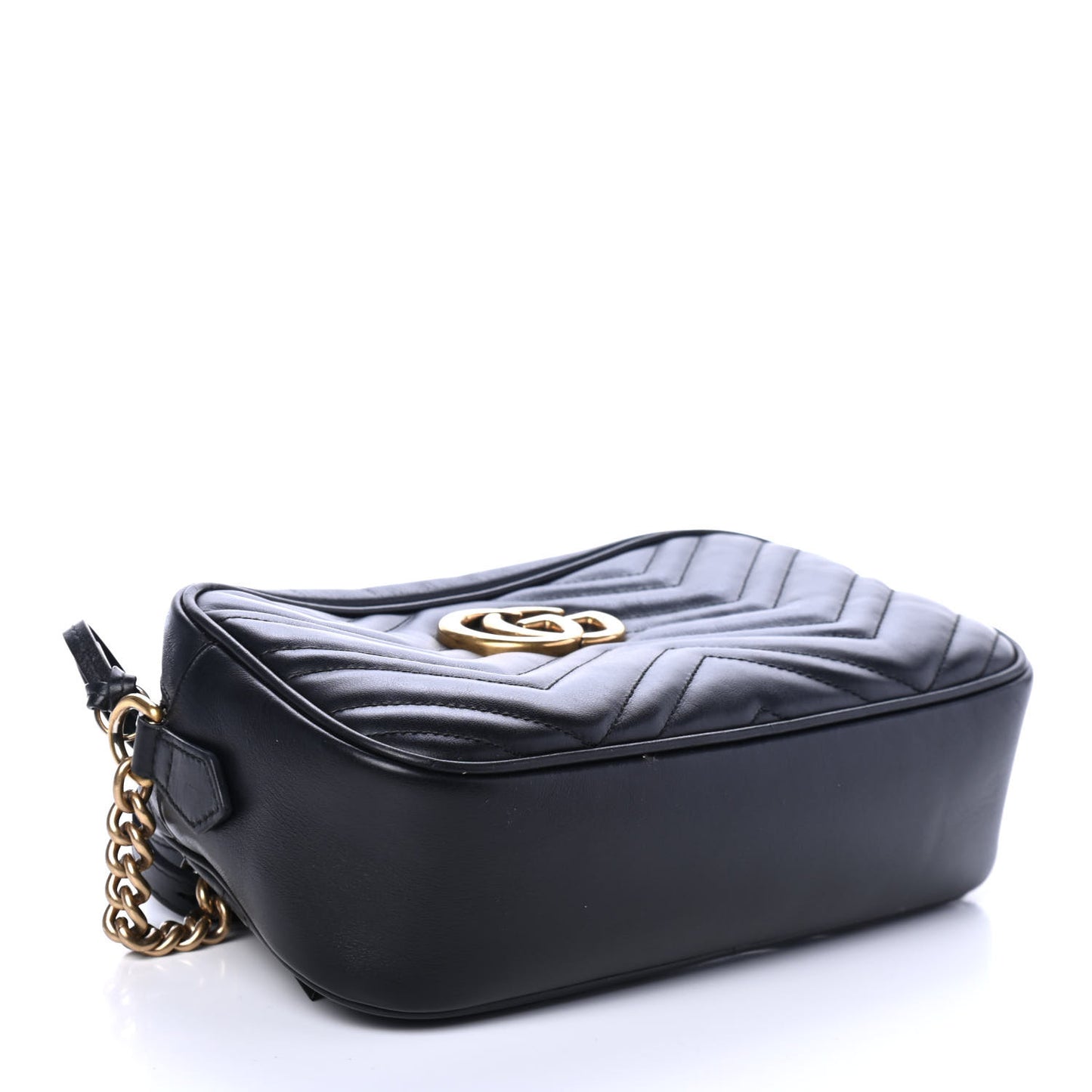 Calfskin Matelasse Small GG Marmont Chain Shoulder Bag Black