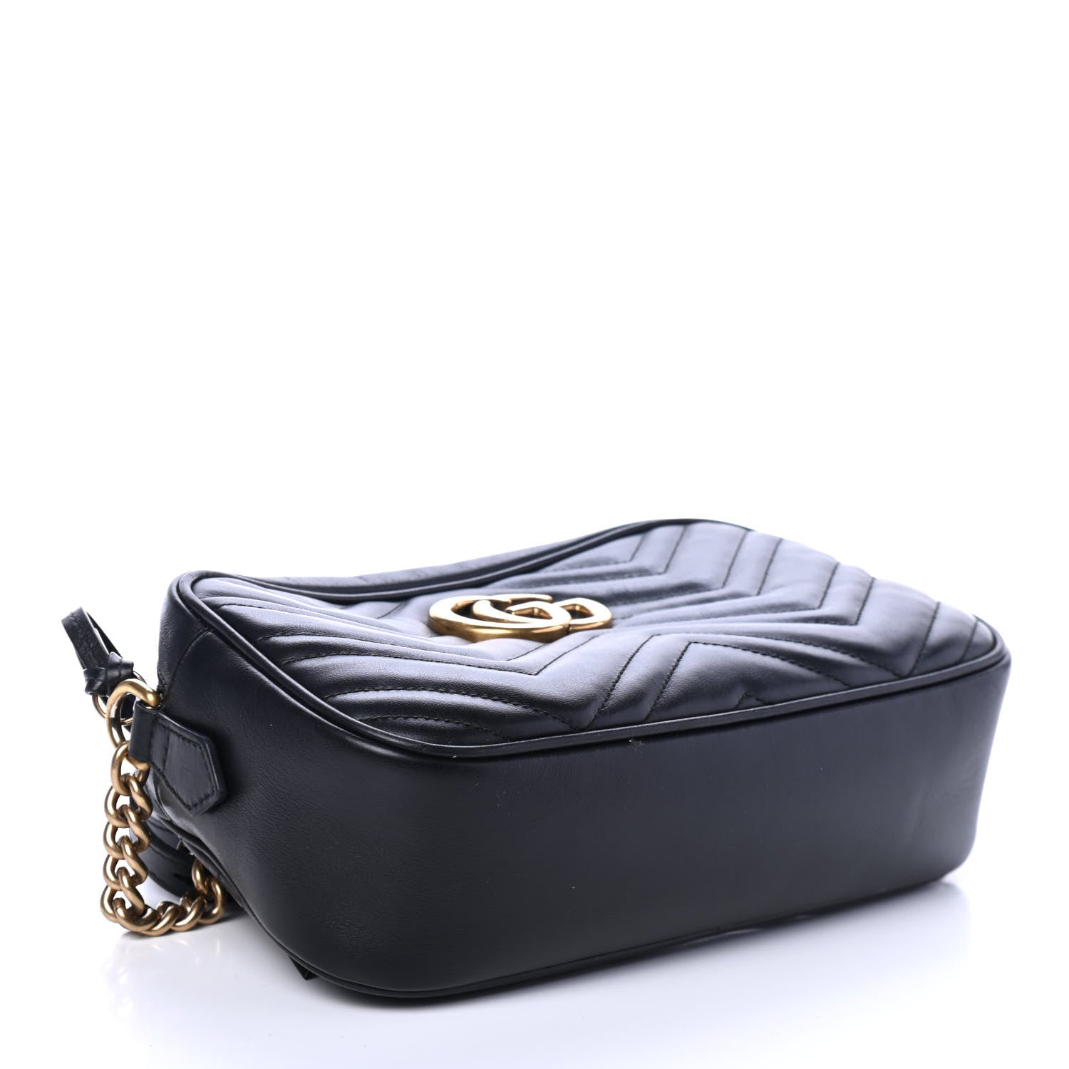 Gucci Calfskin Matelasse Small GG Marmont Chain Shoulder Bag Black 3 of 4
