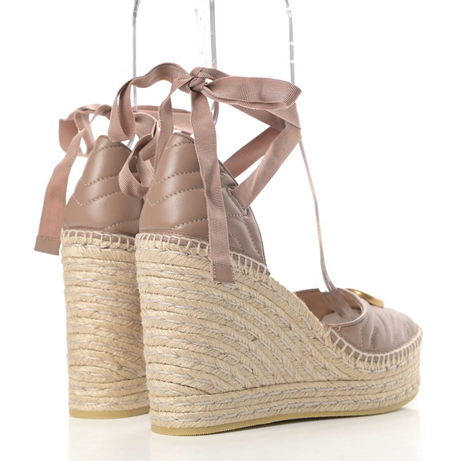 Gucci Nappa Matelasse GG Marmont Ankle Wrap Platform 35/120mm Espadrille Wedges 41 Porcelain Rose 4 of 10