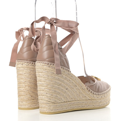 Gucci Nappa Matelasse GG Marmont Ankle Wrap Platform 35/120mm Espadrille Wedges 41 Porcelain Rose 4 of 10