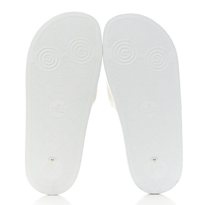 Gucci Nappa Miro Soft Calfskin Womens Interlocking G Slide Sandals 38 Great White Hibiscus Red 5 of 9