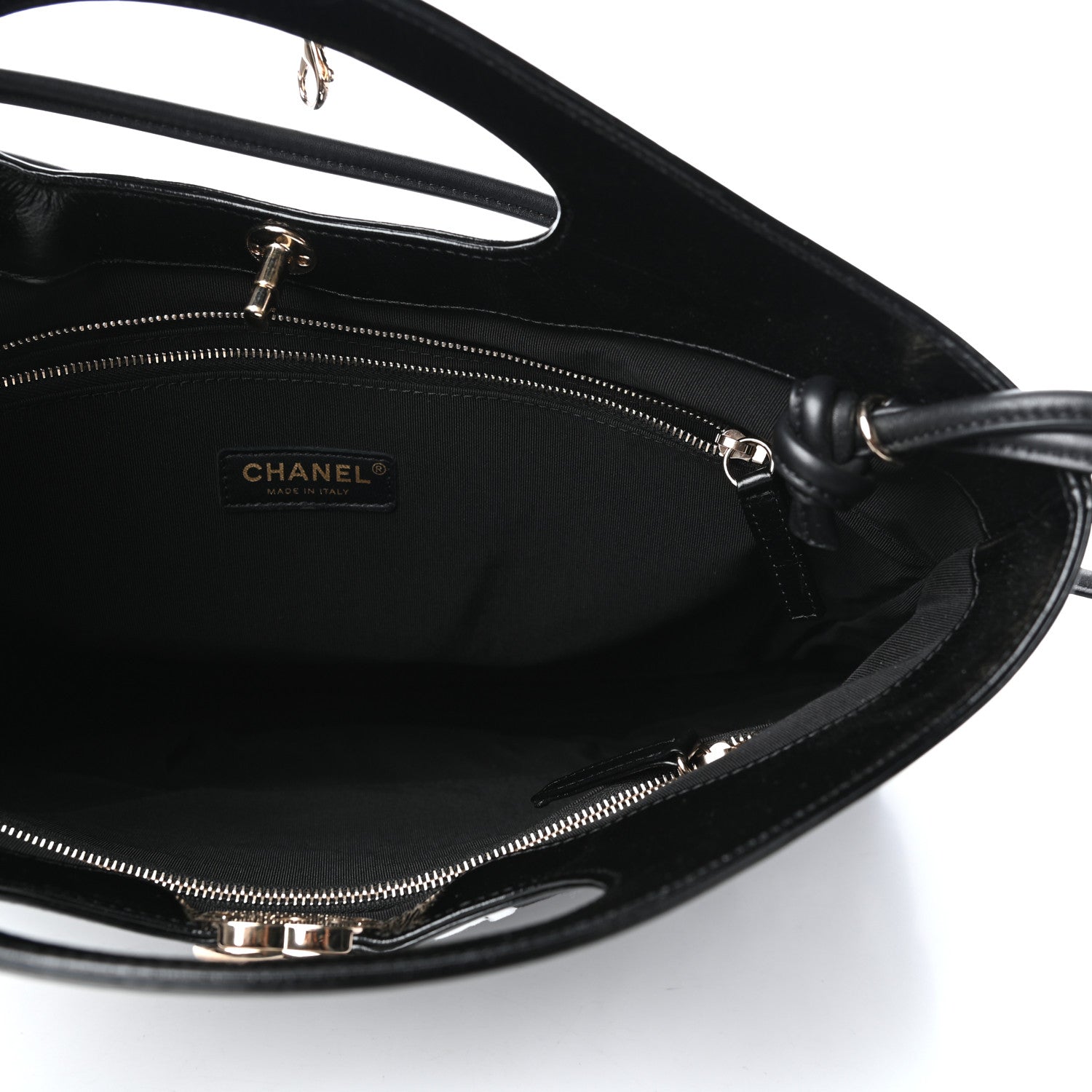 Chanel Patent Calfskin Canvas Printed Medium 31 Shopping Bag Black 5 of 9