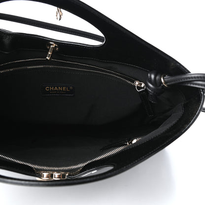 Chanel Patent Calfskin Canvas Printed Medium 31 Shopping Bag Black 5 of 9