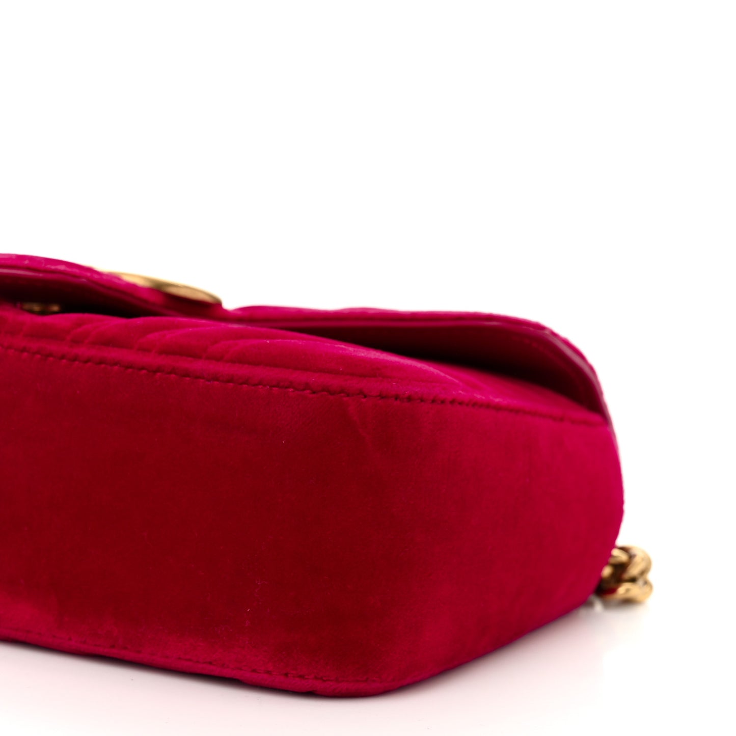 Velvet Matelasse Mini GG Marmont Shoulder Bag Hibiscus Red