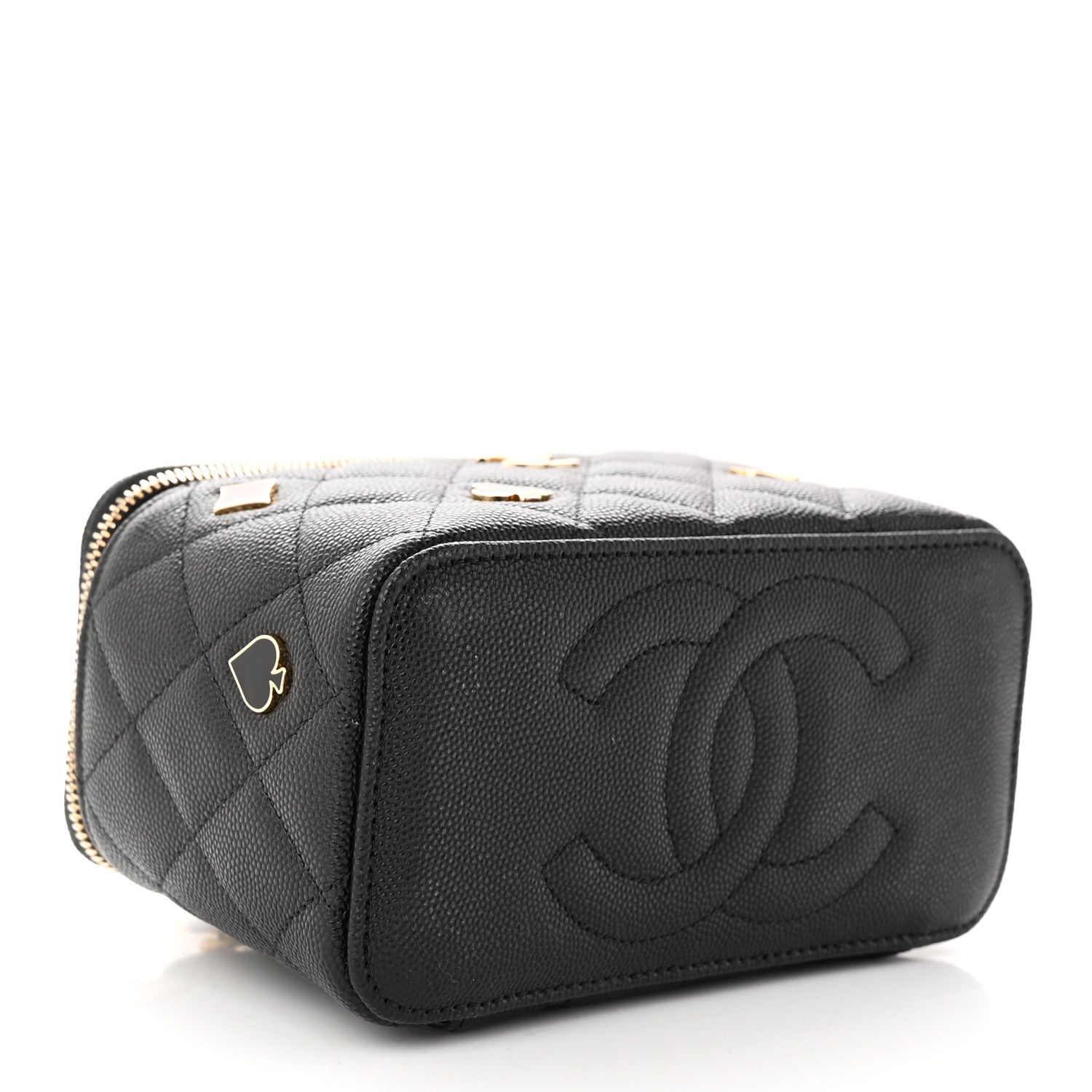 Chanel Caviar Quilted Enamel Coco Casino Small Vanity Case With Chain Black 4 of 10