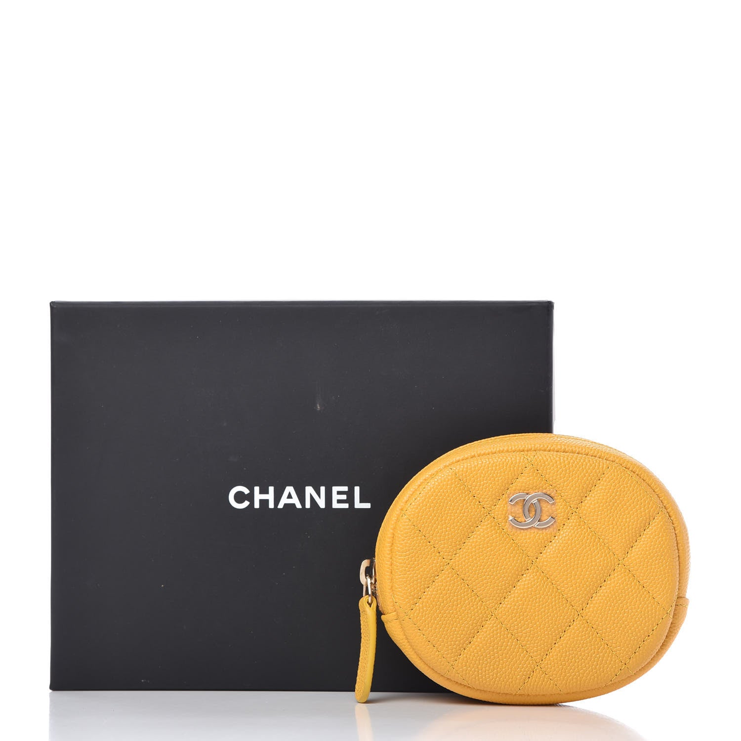 Chanel Caviar Quilted Zip Around Classic Coin Purse Yellow 10 of 10