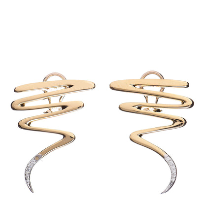 Tiffany 18K Yellow Gold Platinum Diamond Paloma Picasso Scribble French Clip Earrings 1 of 5