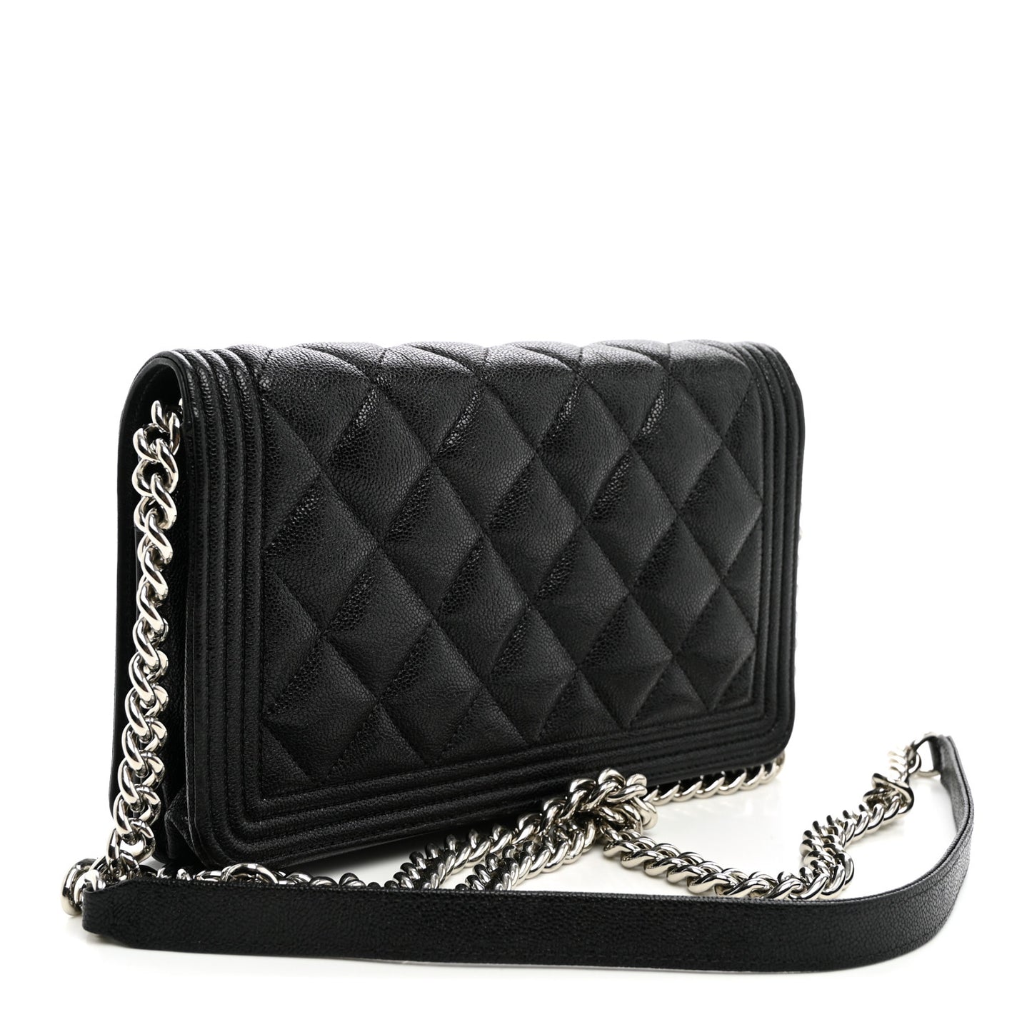 Caviar Quilted Boy Wallet On Chain WOC Black