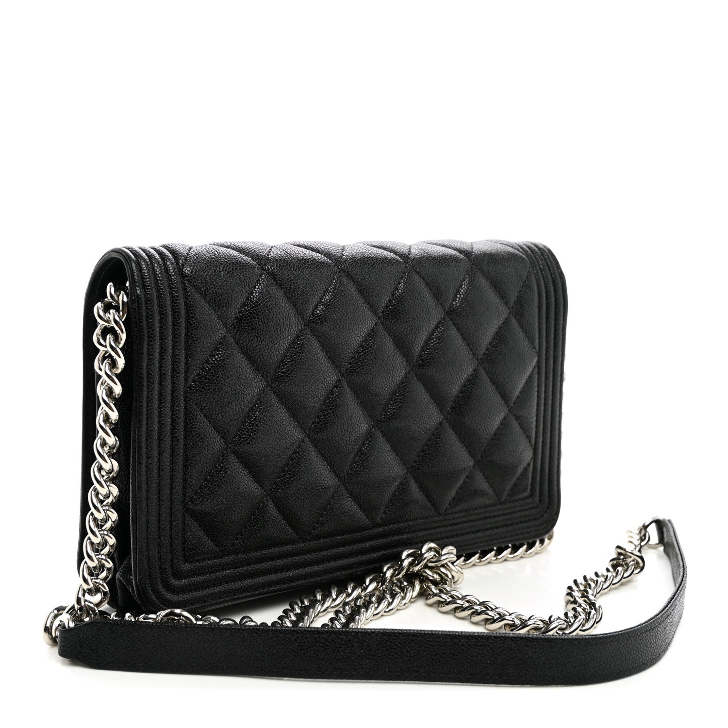 Chanel Caviar Quilted Boy Wallet On Chain WOC Black 2 of 10